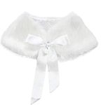 FakeFace Flower Girls Wrap Shawl Wedding Bridesmaid Tippet Stole Christmas Party Dress Costume Shrug Capelet, Light White