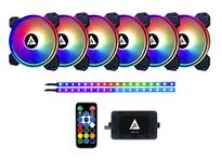 Apevia ET62-RGB Electro 120mm Silent Addressable RGB Color Changing LED Fan with Remote Control, 28x LEDs & 8X Anti-Vibration Rubber Pads w/ 2 Magnetic Addressable LED Strips (6+2-pk)