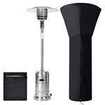 Patio Heater Cover Waterproof with Extra Lang Zipper Black Round, Outdoor Stand Up Patio Heater Cover, Fits Heaters with up to 35" Dome, 88.9" High and 18.9" Base