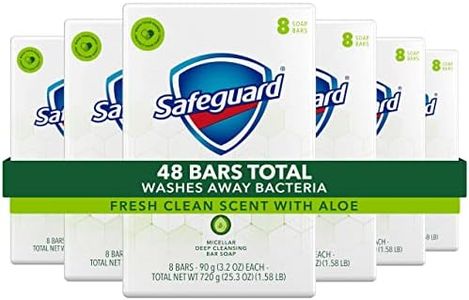 Safeguard Deodorant Bar Soap, Washes Away Bacteria, White with Touch of Aloe, 3.2 Oz Bars (Pack of 6, total of 48 Bars)
