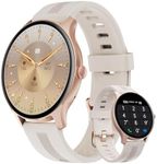 HUAKUA Smart Watches for Women Men (Answer/Make Calls) Compatible with iPhone/Android Phones, Round Smartwatch Fitness Tracker with Heart Rate Monitor Sleep/Steps Tracker Waterproof (Starlight/Gold)