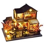 CUTEBEE Dollhouse Miniature with Furniture, DIY Wooden Dollhouse Kit Plus Dust Proof, Creative Room Idea(Japanese Garden House)