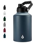 BJPKPK One Gallon(128oz) Insulated Water Bottle, Dishwasher Safe Stainless Steel Thermos, BPA Free Jug with Ergonomic Handle & Anti-Slip Bottom, Large Water Bottle, Navy Blue, 128oz/3780ml