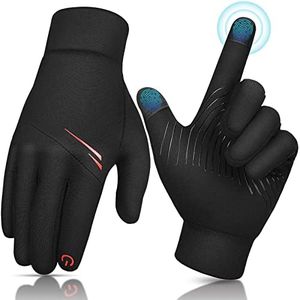 EEFOW Boys Girls Waterproof Running Gloves - Cold Weather Warm Soft Wool Lined Kids Cycling Thermal Mittens Windproof Anti-Slip Fleece Touch Screen Gloves for Aged 8-10 Children Outdoor Sport