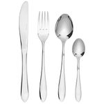 Salter COMBO-8754 Harrogate Cutlery Set – 48 Piece 18/0 Stainless Steel, Table Utensils for 12 Place Settings, Dishwasher Safe, Forks/Knives/Spoons/Teaspoons Included in Set, 25 Year Guarantee