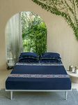 DDECOR Live beautiful D'decor 210 TC Large Embroidered Bedsheet Set - EB180-ROYAL Blue