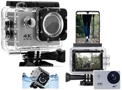 Cámara Deportiva y Accion 4K 30FPS, 20MP, Sumergible, Resistente al agua, Videocámara de Casco, WiFi con EIS Antivibración, Cámara Subacuática Buceo 30M con Micrófono Integrado, con Accesorios