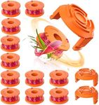 Bessport 15 Pack WA0010 Replacement Trimmer Line Spool Compatible with Worx, 0.065 inch Compatible with Worx String Trimmers (12 Line spools+3 Caps)