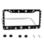 NgkagluxCap Dog Paws License Plate Frame Pet Paws License Plate Frame for Car Decorative Parts Rustproof License Plate Cover Tag for Standard US Canada License Plate Holder 12x6 in,Round Hole,1 PC