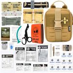 RHINO RESCUE First Aid Kit, Molle IFAK Medical Pouch for Tactical, Car, Camping, Travel, Hiking, Khaki