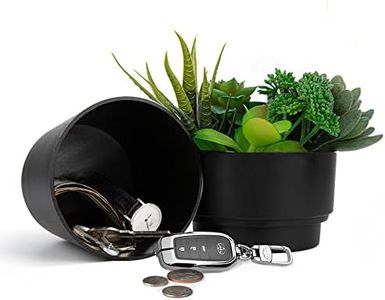 Livebe Flower Pot With Hidden Safe & Secret Compartment,Secret Stash Key Hider,Hide a Key Secret Safe (Black 1)