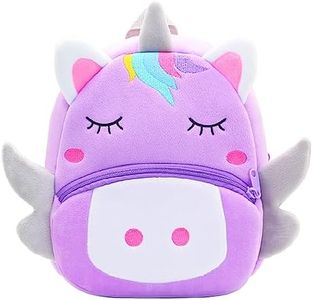 Toddler Backpack for Boys and Girls, Cute Soft Plush Toddler Bag Animal Cartoon Small Mini Backpack Little For Kids 2-6 Years, Purple Unicorn