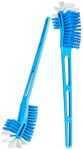 Amazon Brand - Presto! Double Hockey Toilet Brush, Toilet Brush for Western and Indian Toilet, Bathroom Brush for Toilet Cleaning | Pack of 1, Blue