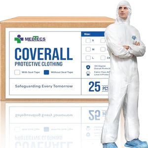 Medtecs Hazmat Suits - 6 Sizes Options - Disposable Coveralls Suit, Medical Protective Coverall PPE Hazmat Suits, Without Seal Tape (25 Pc)