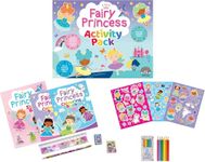 Anila's Fairy Princess Activity Pack with Colouring Books, Sticker book, Stationery Set, Colouring Pencils & 100 Reusable Stickers.(Perfect for children aged 3-8).