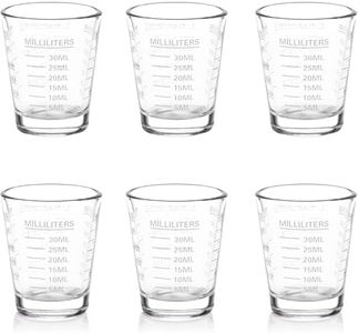SAIAOKJ Shot Glasses Measuring Cup Set 6 Pack Espresso Shot Glasses Liquid Heavy Glass 26-Incremental Measurement 1 OZ, 2 TBS, 6 TSP, 30 ML Kitchen Tools, Father's Day(White)