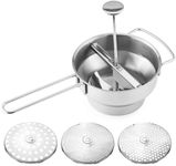 Navaris Food Mill - 8.1" Stainless Steel Rotary Food Mill Sieve Grater with 3 Grinding Discs - Vegetable Strainer Sauce Maker to Grind/Puree Food