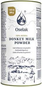 OSELAK Donkey Milk Powder 200g, Pure and 100% Natural, High in Calcium, Iron, and Vitamin D, Similar to Mother's milk, Rich in Whey protein, Vitamins and Minerals, Nothing added, Nothing removed
