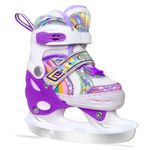 Nattork Girls Ice Skates for Kids 4 Size Adjustable Rainbow Ice Skate with Fleece Lining for Outdoor & Rink