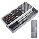 HEKOBAG Drawer Knife Organiser, Kitchen Knife Holder for 9 Knives, 14-22.5cm Expandable Knife Drawer Organiser Large Compact Utensil Tray Multi-Purpose Storage Organizer for Knife Set Storage