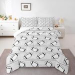 Manfei Football Comforter Set Full Size, Sports Gaming Theme Bedding Set for Kids Boys Girls Room Decor, Grey Wooden Plank Down Comforter, Soft Polyester Quilt Set,2 Pillowcases