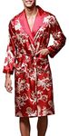 VERNASSA Mens Bath Robe Satin Sleepwear Housecoat, 45" inch Long Kimono Dressing Gown, Spa Robe Nightwear with Belt,L-XXL, Multicolor & Fashion Styles