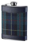 Premier Housewares 508266 Hip Flask Hip Flasks For Men Pocket Flask Flask Alcohol 8oz Hip Flask Mini Hip Flask Stitched Leather Trim Green Tartan Fabric 14hx10wx3d