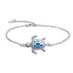 AMIGUO Blue Opal Sea Turtle Bracelet Sterling Silver Bracelets Jewelry For Women 4 Level Adjustable Bracelet