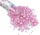 Edible Pearl Sugar Sprinkles Pink Candy 120g/ 4.2oz Baking Edible Cake Decorations Cupcake Toppers Cookie Decorating Ice Cream Toppings Celebrations Shaker Jar Wedding Shower Party Christmas Supplies