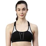 Enamor SB08 Racer Back Medium Impact Cotton Bra - Padded, Wirefree & High Coverage Black