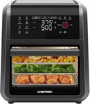 Chefman Air Fryer Oven - 12-Quart 6-in-1 Rotisserie Oven and Dehydrator, 12 Presets with Digital Timer and Touchscreen, Family Size XL Airfryer Countertop Convection Oven, Dishwasher-Safe Parts, Black