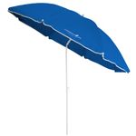 Caribbean Joe Beach Umbrella, Portable and Adjustable Tilt Sun Umbrella with UV Protection, Vented Canopy, Sand Screw Anchor, Full 6 ft Arc, Blue, 6 FT, Modern