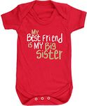 Hippowarehouse My Best Friend is My Big Sister Baby Vest Bodysuit (Short Sleeve) Boys Girls Red