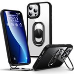 SHIELDS UP for iPhone 16 Pro Case with Stand, Phone Case Clear with Double Ring Holder【Adjustable & Fodable】 Shockproof Protective Cover for iPhone 16 Pro 6.3'' - Clear Black