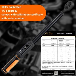 Uharbour 1/2" Digital Torque Wrench – Carbon Fiber, 3-200 Nm, LED Alert