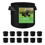 12 Pack Vegetable Grow Bags, Gardening Plant Growing Bags Breathable Non-woven Fabric Plant Pots with Handles Indoor & Outdoor Grow Containers for Vegetable/Flower/Plant/Fruits, 10 Gallon(Black)