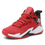 Danhengduo Basketball Shoes for Boys and Girls, Walking Running Shoes Breathable Comfortable Boys Sneakers for Little and Big Kids Black Red