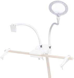 Daylight StitchSmart 2 Magnifier & Chartholder – Adjustable Embroidery Frame Support with LED Magnifier Lamp, 360° Rotation, 95+ CRI Lighting, Flexible Arms - White
