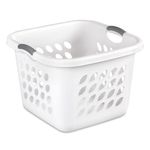 STERILITE 12178006 1.5 Bushel/53 Liter Ultra Square Laundry Basket, White Basket w/Titanium Inserts, 6-Pack