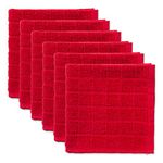 DII Solid Windowpane Dishcloth Set, Cotton, Red, 12x12