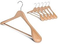 StorageWorks Extra Wide Shoulder Wooden Hangers, 6 Pack Heavy Duty Suit Hangers for Closet, Natural Wood Hanger for Coats, Jackets, Pants, Natural Wood Color