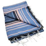 Alpha Yoga Blanket Essential Cotton Falsa Mexican Blanket - Striped Throw Blanket Meditation, Yoga, Decor, or Outdoor and Camping Accessory Premium Hand Woven Recycled Fiber (Blue and Pink)