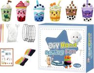 SUNNIFA DIY Kids Hand Sewing Fun Kit Cute Drink Felt Toy Making Set for Boys Girls | Beginner Stitching Craft Kit with Safe Needle Threads Felt Pieces | Creative Educational Activity Toy Gift for Kids Age 3 4 5 6 Years (Ice Tea)