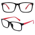 Happy Store CN12 Casual Fashion Basic Square Frame Clear Lens Eye Glasses,Black Red