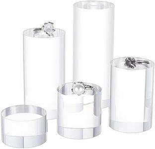 BENECREAT 5Pcs Clear Acrylic Display Block 3/4/6/8/10cm Round Cylinder Solid Display Pedestal Stand for Jewelry Gem Display Pop Figures Cosmetic Showing