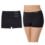 ELLEN TRACY Women's Boyshorts Underwear Modern Fit Full Coverage Seamless Panties 3 Pack Multipack (Regular & Plus Size) - Black Pack, 2X