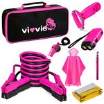 vioview Roadside Emergency Car Kit for Vehicles, Car Safety Kit with Jumper Cables, Safety Hammer, Pink Car Accessories Road Trip Essentials Assistance Kit for Teen Girls Women