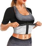 DYUAI Sauna Shirt for Women Weight Loss Sauna Suit for Women Waist Trainer Sweat Vest Workout Body Shaper Zipper, A Silver Lining, S(Fit waist 25.6-28.5")