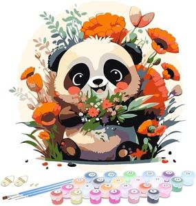 Paint by Numbers on Canvas for Kids Beginner With Frame,Watercolor Panda DIY Oil Paint by Numbers for Adults with 3 Brushes,Painting by Numbers Kits Acrylic Painting for Kids Room Decoration 20 x 20cm