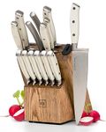 White Knife Set with Block - 14 Piece Forged Stainless Steel Triple Rivet White Kitchen Knife Set with Heavy Duty Kitchen Shears and Self Sharpening Knife Block Set